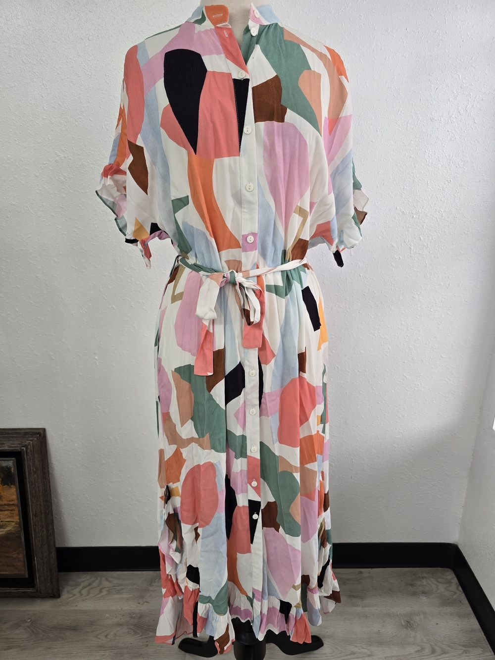 Anthropologie Corey Lynn Calter Anthropologie Soho Abstract Shirtdress Large - Picture 3 of 10